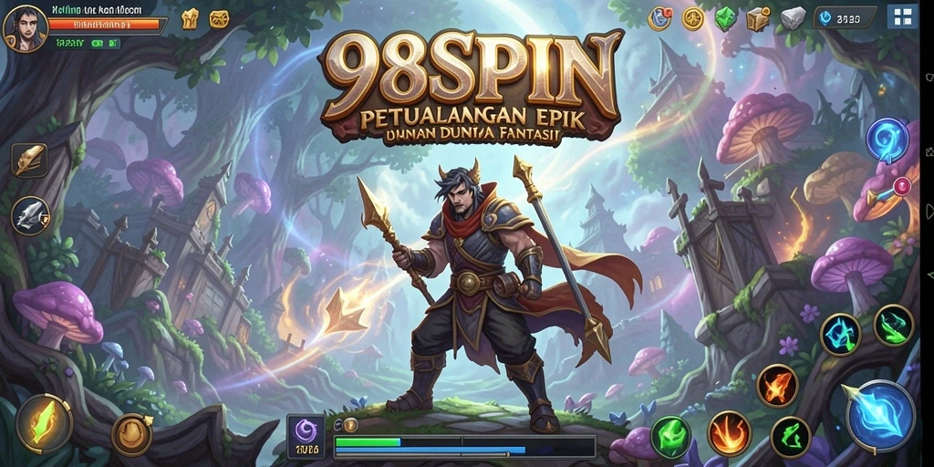 Screenshot gameplay 98SPIN menampilkan pertempuran RPG yang seru dan grafis menawan.