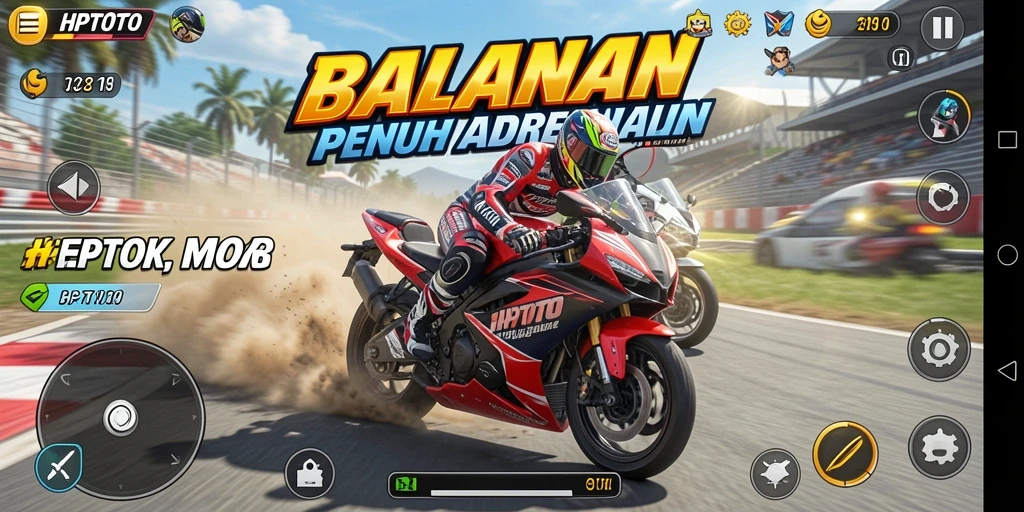 Gameplay seru dari HPTOTO yang penuh aksi balapan motor.