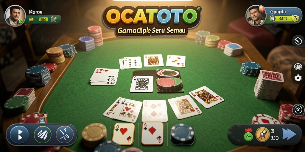 Tampilan gameplay OCATOTO yang seru dan menegangkan dalam bermain Gaple.