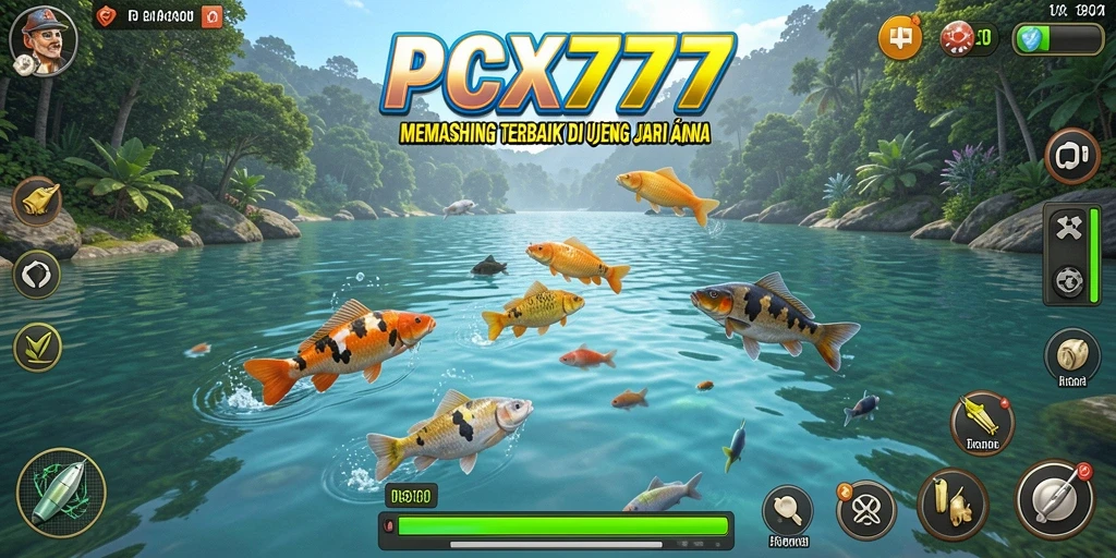 Tampilan gameplay PCX777 yang menampilkan aksi memancing seru.
