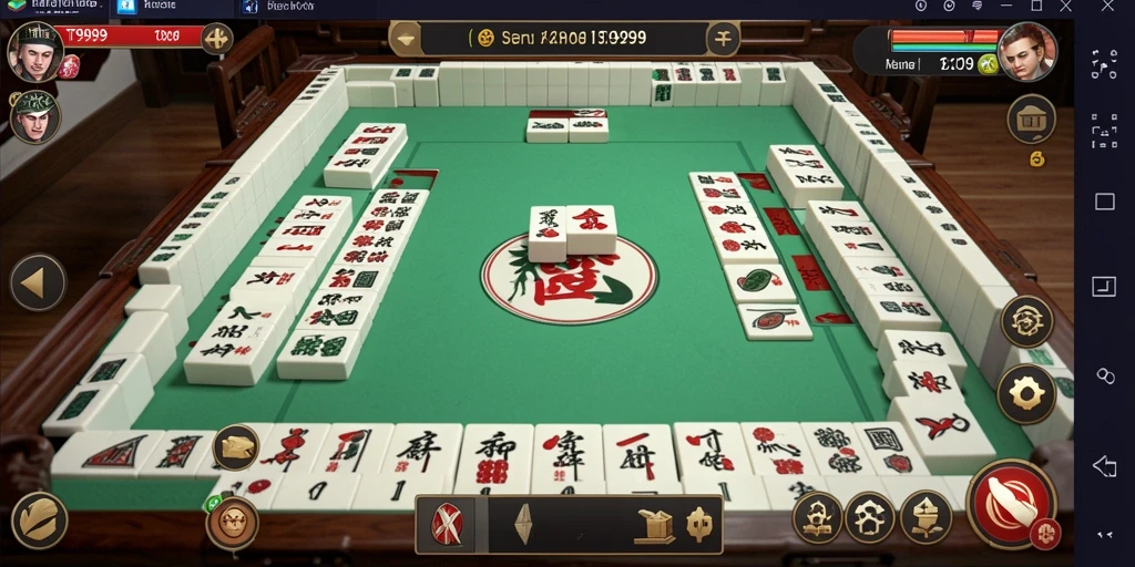 Tampilan gameplay menarik dari T9999 dalam permainan Mahjong.